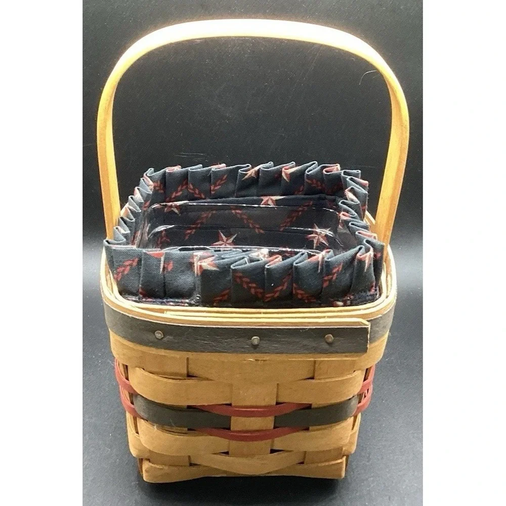 1993 Longaberger Inaugural Basket Plastic Protector‎ Fabric Liner Decor Vtg